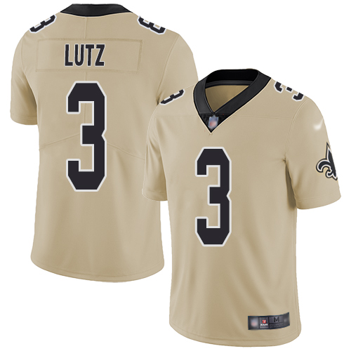 Men New Orleans Saints Limited Gold Wil Lutz Jersey NFL Football #3 Inverted Legend Jersey->new orleans saints->NFL Jersey